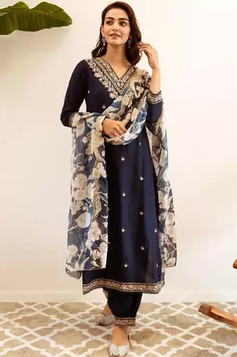 Women Ethnic Motifs Embroidered Regular Kurta with Salwar & With Dupatta