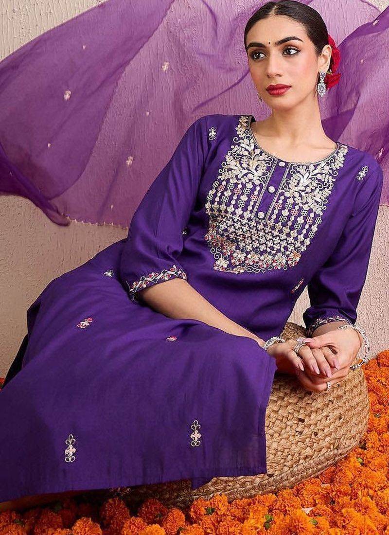 Women Ethnic Motifs Embroidered Regular Sequinned Kurta with Trousers & With Dupatta