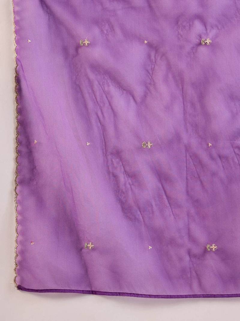 Women Ethnic Motifs Embroidered Regular Sequinned Kurta with Trousers & With Dupatta