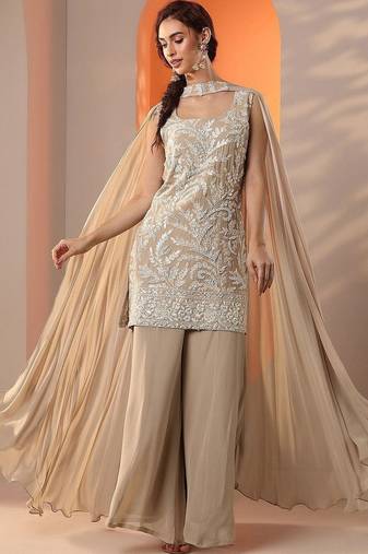 Women Ethnic Motifs Embroidered Regular Kurta with Palazzos & With Dupatta