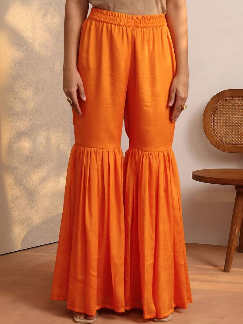 Women Bandhani Printed Regular Gotta Patti Kurta with Sharara & With Dupatta