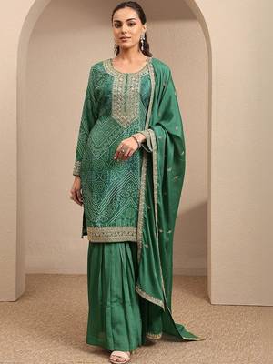 Women Ethnic Motifs Printed Regular Thread Work Kurta with Sharara & With Dupatta 1