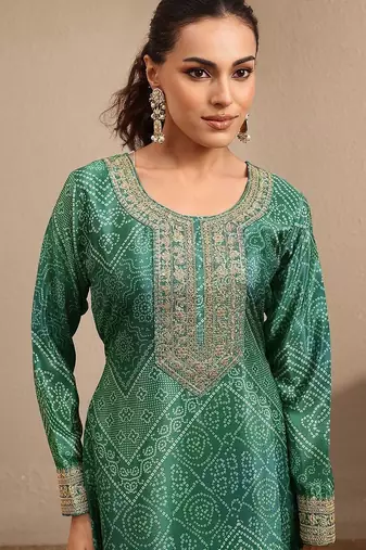 Women Ethnic Motifs Printed Regular Thread Work Kurta with Sharara & With Dupatta