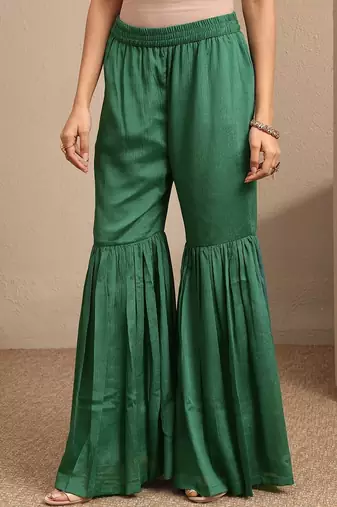 Women Ethnic Motifs Printed Regular Thread Work Kurta with Sharara & With Dupatta
