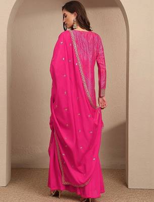 Women Bandhani Printed Regular Thread Work Kurta with Sharara & With Dupatta 4