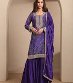 Women Ethnic Motifs Printed Regular Gotta Patti Kurta with Sharara & With Dupatta