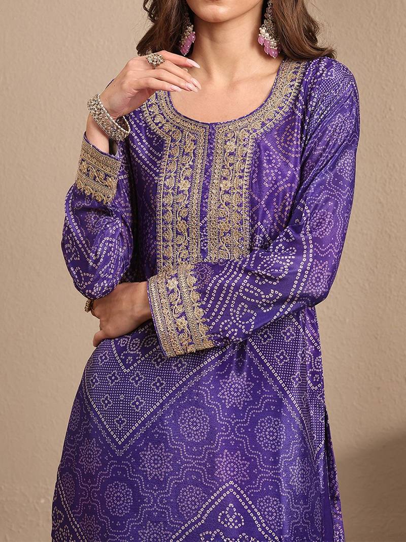 Women Ethnic Motifs Printed Regular Gotta Patti Kurta with Sharara & With Dupatta