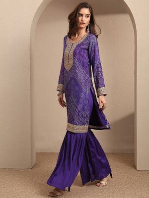 Women Ethnic Motifs Printed Regular Gotta Patti Kurta with Sharara & With Dupatta 3