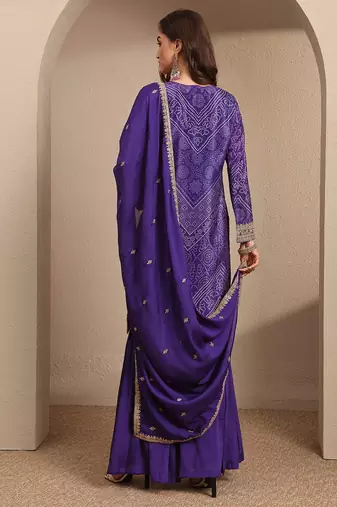 Women Ethnic Motifs Printed Regular Gotta Patti Kurta with Sharara & With Dupatta