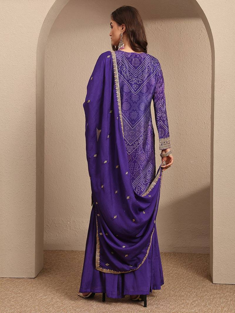 Women Ethnic Motifs Printed Regular Gotta Patti Kurta with Sharara & With Dupatta