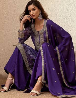 Women Ethnic Motifs Printed Regular Gotta Patti Kurta with Sharara & With Dupatta 5