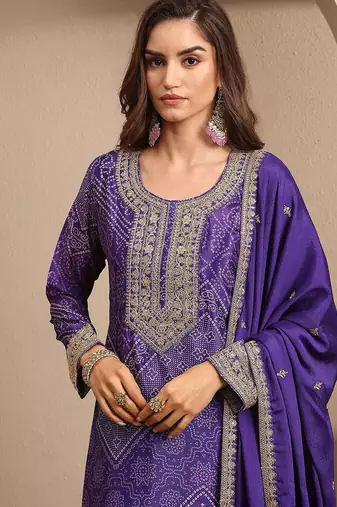 Women Ethnic Motifs Printed Regular Gotta Patti Kurta with Sharara & With Dupatta