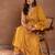Womens Mustard Printed Rayon Anarkali Kurta With Churidar & Dupatta