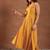 Womens Mustard Printed Rayon Anarkali Kurta With Churidar & Dupatta