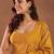 Womens Mustard Printed Rayon Anarkali Kurta With Churidar & Dupatta