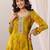 Womens Mustard Printed Anarkali Kurta With Trousers & Dupatta