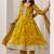 Womens Mustard Printed Anarkali Kurta With Trousers & Dupatta