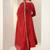 Womens Red Embroidered Anarkali Kurta With Trousers & Dupatta