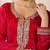 Womens Red Printed Chiffon Anarkali Kurta With Trousers & Dupatta