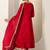 Womens Red Printed Chiffon Anarkali Kurta With Trousers & Dupatta