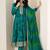 Womens Green Printed Chiffon Anarkali Kurta With Trousers & Dupatta