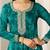 Womens Green Printed Chiffon Anarkali Kurta With Trousers & Dupatta