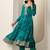 Womens Green Printed Chiffon Anarkali Kurta With Trousers & Dupatta
