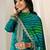 Womens Green Printed Chiffon Anarkali Kurta With Trousers & Dupatta