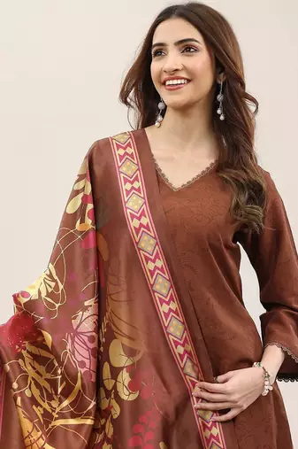 Women Floral Printed Regular Kurta with Trousers & Dupatta