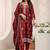 Maroon Ethnic Motifs Embroidered Straight Suit Set with Dupatta