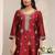 Maroon Ethnic Motifs Embroidered Straight Suit Set with Dupatta