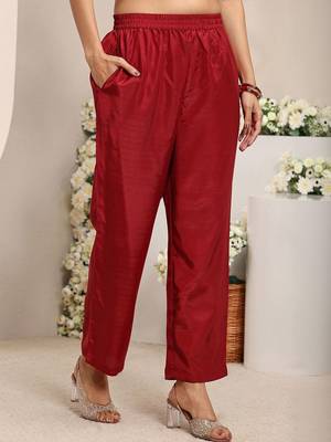 Maroon Ethnic Motifs Embroidered Straight Suit Set with Dupatta 6