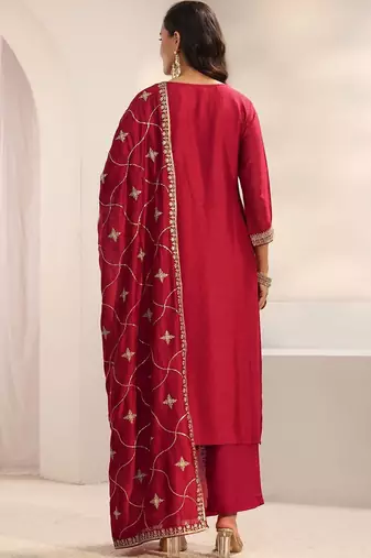 Women Ethnic Motifs Embroidered Regular Thread Work Kurta with Trousers & With Dupatta