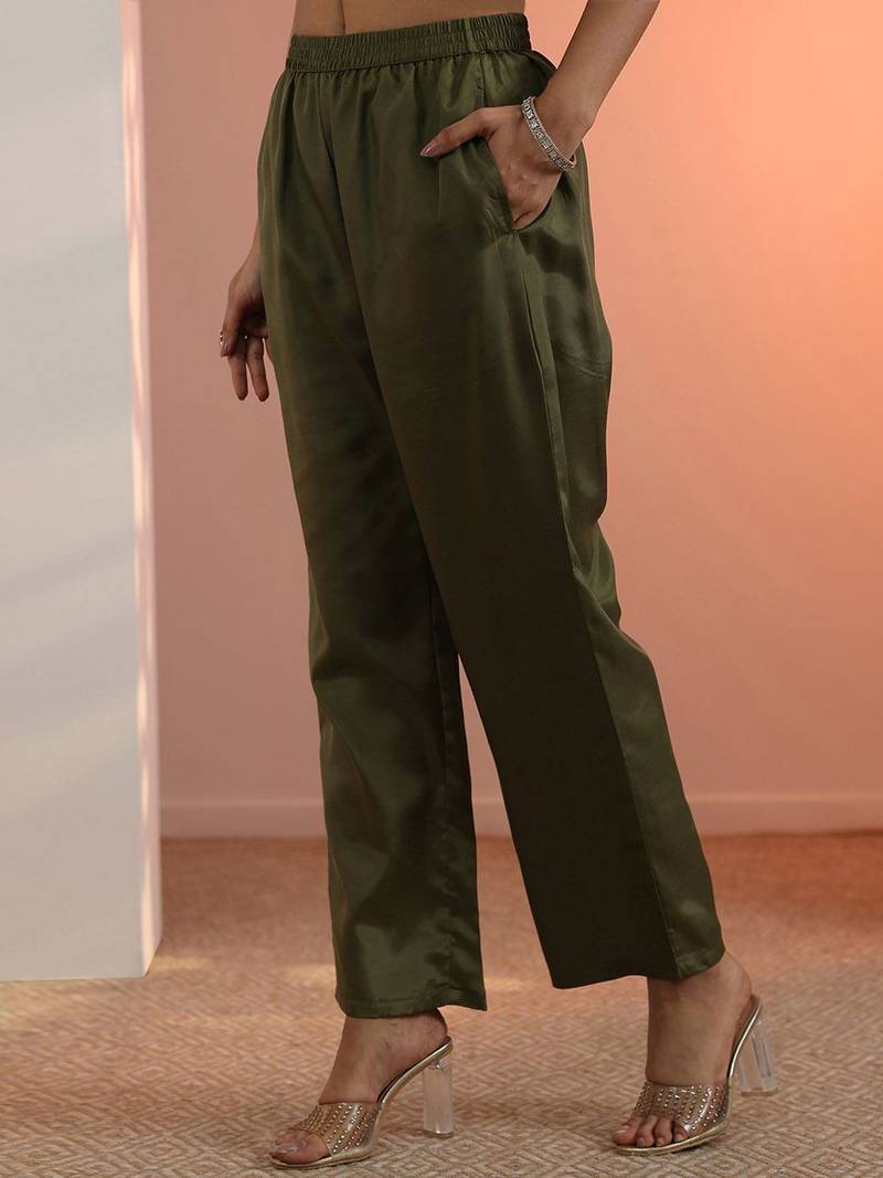 Women Woven Design Embroidered Kurta with Trousers & Dupatta