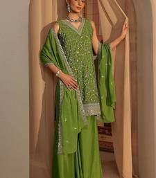 Women Ethnic Motifs Embroidered Regular Sequinned Kurta with Palazzos & With Dupatta