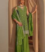 Women Ethnic Motifs Embroidered Regular Sequinned Kurta with Palazzos & With Dupatta