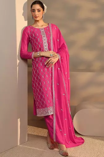 Women Ethnic Motifs Embroidered Regular Thread Work Kurta with Trousers & With Dupatta
