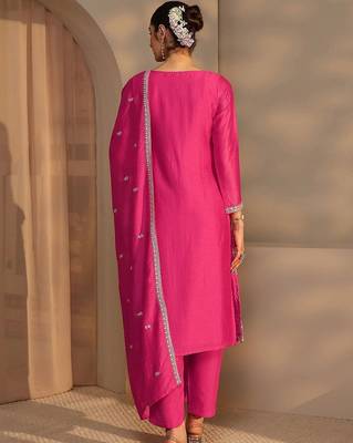 Women Ethnic Motifs Embroidered Regular Thread Work Kurta with Trousers & With Dupatta 2