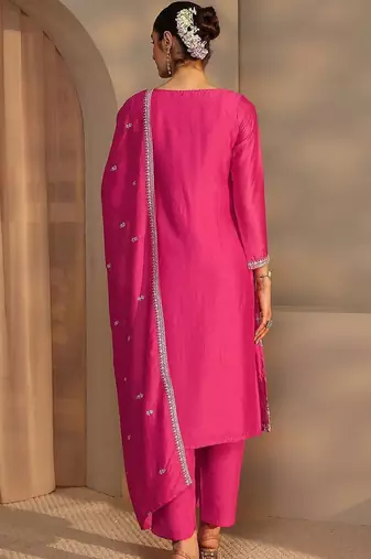 Women Ethnic Motifs Embroidered Regular Thread Work Kurta with Trousers & With Dupatta