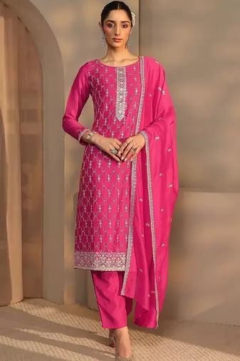 Women Ethnic Motifs Embroidered Regular Thread Work Kurta with Trousers & With Dupatta