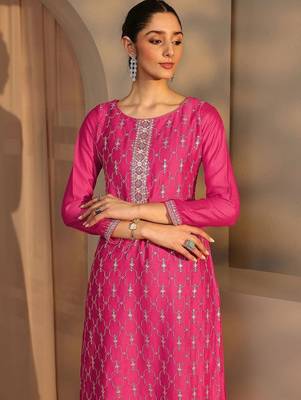 Women Ethnic Motifs Embroidered Regular Thread Work Kurta with Trousers & With Dupatta 4