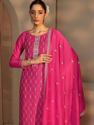 Women Ethnic Motifs Embroidered Regular Thread Work Kurta with Trousers & With Dupatta 7