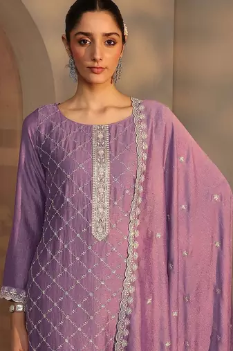 Women Ethnic Motifs Embroidered Regular Thread Work Kurta with Trousers & With Dupatta