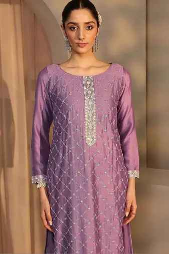 Women Ethnic Motifs Embroidered Regular Thread Work Kurta with Trousers & With Dupatta