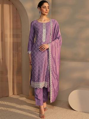Women Ethnic Motifs Embroidered Regular Thread Work Kurta with Trousers & With Dupatta 6