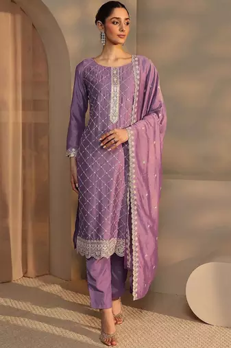 Women Ethnic Motifs Embroidered Regular Thread Work Kurta with Trousers & With Dupatta