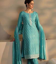 Women Ethnic Motifs Embroidered Regular Thread Work Kurta with Trousers & With Dupatta