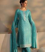 Women Ethnic Motifs Embroidered Regular Thread Work Kurta with Trousers & With Dupatta