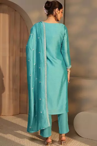 Women Ethnic Motifs Embroidered Regular Thread Work Kurta with Trousers & With Dupatta