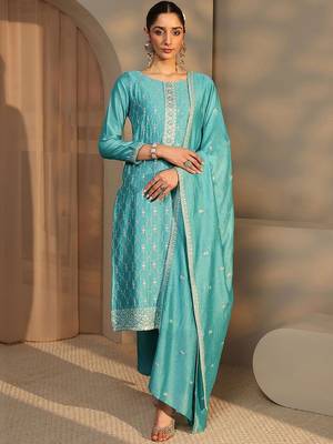 Women Ethnic Motifs Embroidered Regular Thread Work Kurta with Trousers & With Dupatta 3